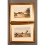 ALBERT POLLITT (1856-1926), Rural Scenes, Cheshire, a pair, watercolour and pencil, both signed, one