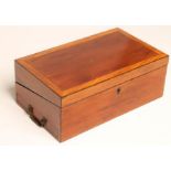 A FRUITWOOD AND SATINWOOD BANDED WRITING BOX, early/mid 19th century, with baize lined and fitted