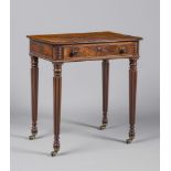A SMALL MAHOGANY WRITING TABLE, early 19th century, in the manner of Gillow, the reeded edged