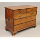 A GEORGIAN OAK AND MAHOGANY BANDED CHEST, second half 18th century and later, the moulded edged