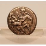 SILVER STATER, Islands off Thrace, Thasos, c.480 BC, ithyphallic satyr carrying a nymph on the