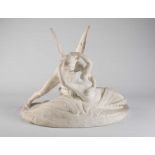 AFTER ANTONIO CANOVA (1755-1822), c.1900, A Carrara marble figure of winged Cupid leaning over to