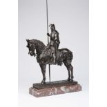 EMMANUEL FREMIET (French 1824-1910), "Louis Ler d'Orleans", equestrian bronze figure of a Knight,