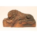 AFTER BARTEL ALBERTO THORVALDSEN (Danish 1768/70-1844), Lion of Lucerne, in carved wood, inscription