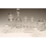 A COLLECTION OF WATERFORD GLASS, modern, comprising a set of eight napkin rings, 2" long, butter