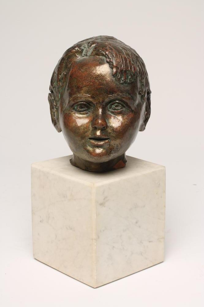 JIM FOTHERINGHAM (1921-2019), Head of a Young Boy, glazed clay sculpture, unsigned, raised on a