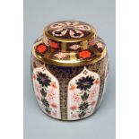 A ROYAL CROWN DERBY CHINA JAR AND COVER, modern, painted with the "Old Imari" pattern 1128,