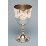 OF VETERAN MOTORCYCLING AND LOCAL INTEREST - A LATE VICTORIAN SILVER TROHPY CUP, maker's mark