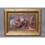 (?) HERMANDES (20th Century), "Barcas", oil on board, signed, inscribed to reverse, 14" x 22",