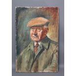 BRIAN VALE (1930-2008), Portrait of a Yorkshire Man in a Flat Cap, oil on canvas, signed and