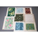 SHEILA CATHERINE BOWNAS (1925-2007), Eight various flat surface designs featuring flowers and