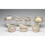 A COLLECTION OF LATE 18TH CENTURY ENGLISH PORCELAIN GILDED TEA WARES, comprising a John Rose