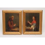 ENGLISH SCHOOL (19th Century), Portraits of Fisherfolk, half length, a pair, oil on board, signed