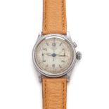 AN HEUER WEIHMACHTEN 1937 CHRONOGRAPH, the matt dial with luminous Arabic numerals and twin dials in