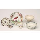 A COLLECTION OF ENGLISH PORCELAIN, 18th century, comprising a red anchor period Chelsea plate