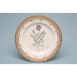 A ROYAL COPENHAGEN PORCELAIN "FLORA DANICA" PLATE centrally painted with "Astragalus arenarius",