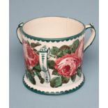 A WEMYSS POTTERY LARGE TYG, early 20th century, of cylindrical form painted with pink roses,