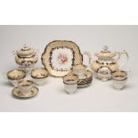 A COALPORT PORCELAIN PART TEA AND COFFEE SERVICE, 1835, painted in polychrome enamels with loose