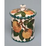 A WEMYSS POTTERY MARMALADE JAR AND COVER, early 20th century, of cylindrical form painted with