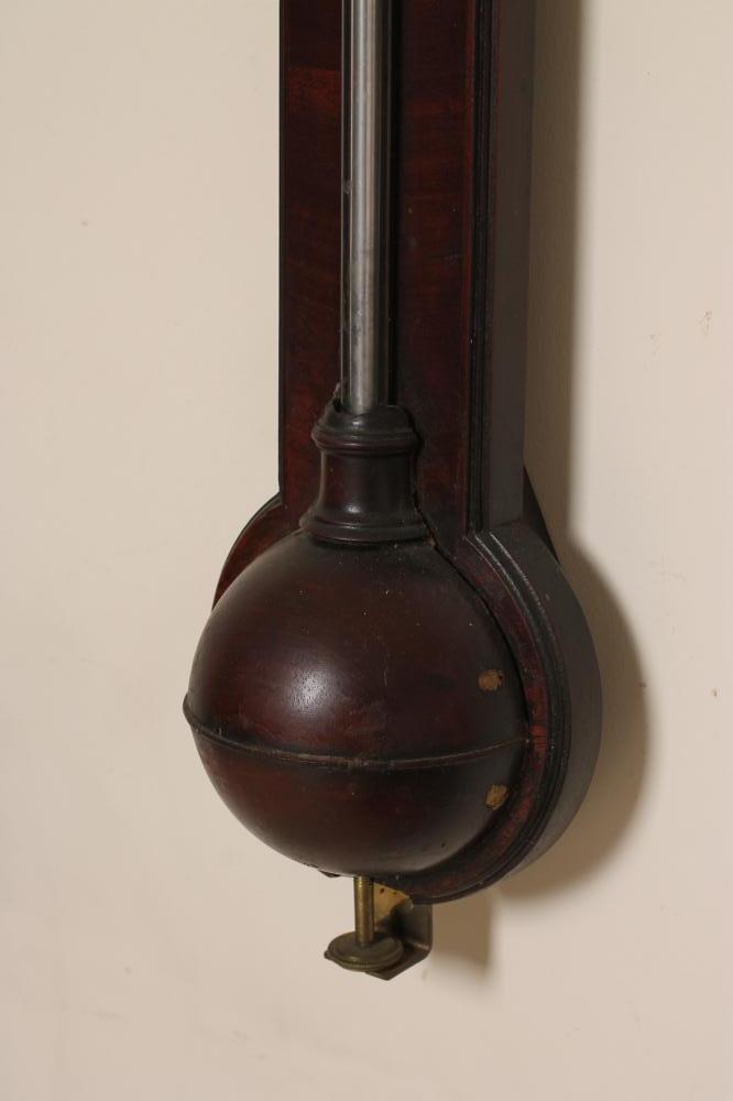 A MAHOGANY CASED STICK BAROMETER BY JOHN EWEN, with silvered register, thermometer and exposed - Bild 3 aus 3