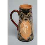 OF CRICKETING INTEREST - A Doulton Lambeth stoneware jug of tapering cylindrical form, moulded and