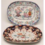 A VICTORIAN MINTON & CO. IRONSTONE MEAT PLATE of shaped rounded oblong form, printed in underglaze