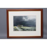 ASHLEY JACKSON (b.1940), Storm Approaching a Moorland Farmstead, watercolour, signed, inscribed to
