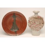 MICHAEL COLE (Contemporary) - A studio stoneware tenmoko glazed charger of plain ribbed circular