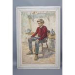 BRIAN VALE (1930-2008), "John", Portrait of a Boy seated on a Chair, oil on board, signed and