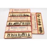 Four boxes of Britains soldiers including Prussian Infantry, German Infantry 9169 and Gurkhas 197, P