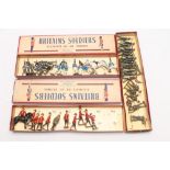Three boxes of Britains soldiers comprising U.S. Infantry, Westpoint Cadets, Canadian Infantry and