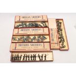 Four boxes of Britains soldiers comprising French Infantry 1915, Belgium Infantry and Belgium