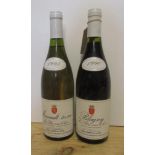 One bottle 1995 Meursault 1er Cru La Piece Sous Le Bois, Dom. R. Ampeau, and one bottle 1990
