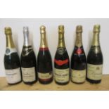 One bottle Moet & Chandon Brut Imperial, one bottle Lanson, one bottle Sainsbury's, one bottle