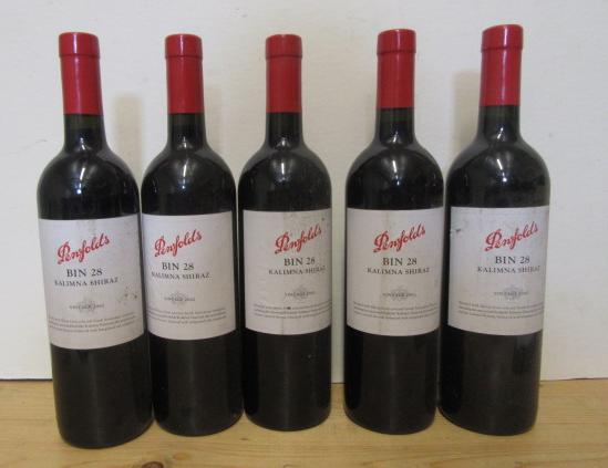 Five bottles 2002 Penfolds Bin 28 Kalimna Shiraz (Est. plus 21% premium inc. VAT)