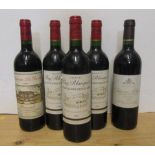 Three bottles 1998 Chateau Puy-Blanquet St Emilion, one bottle 1996 Chateau Pibran, Pauillac, one