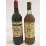One bottle 1985 Chateau Fayau Cadillac (White) and one bottle 1978 Chateau Croizet-Bages Pauillac (