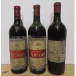 Two bottles 1945 Chateau Kirwan, one bottle 1953 Chateau Lynch Bages, Pauillac (3) (Est. plus 21%