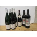 Four bottles 2002 Loosen Bros. Riesling, three bottles 2002 Blaufrankisch Weninger, and one bottle