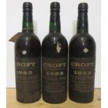 Three bottles 1963 Croft (Est. plus 21% premium inc. VAT)