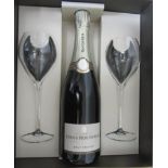 Two bottles NV Louis Roederer Brut Premier champagne each in presentation box with two goblets (Est.