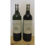 Two bottles 2006, 2007 Malartic Lagraviere Grand Cru Classe de Graves Pessac Leognan (Est. plus