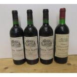 Three bottles 1982 Chateau Guionne Cotes de Bourg, and one bottle 1985 Chateau La Croix de