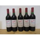 Four bottles 1999 Penfolds Bin 389 Cabernet Shiraz and one bottle 2001 Penfolds Bin 2 Shiraz