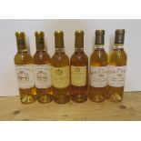 Two half bottles 2007 Chateau Rieussec, two half bottles 2007 Chateau Suduiraut, two half bottles
