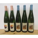 Three bottles 2008 Riesling Le Kottabe Josmeyer and two bottles 2010 Gewurztraminer Les Folastries