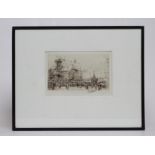 WILLIAM WALCOT (1874-1943), Disappearing London, etching, signed, plate size 5 1/4" x 8", ebonised