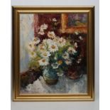 VALTER BERZINS (1925-2009), Still Life with Flowers, oil on board, signed, 24" x 20", gilt frame (