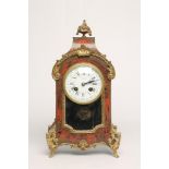 A FRENCH "BOULLE" CASED MANTEL CLOCK by Marli, the twin barrel movement striking on a gong and