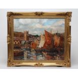 GEORGE TURLAND (1877-1947), Harbour Scene with Fishing Boats, oil on board, signed, 20" x 24",